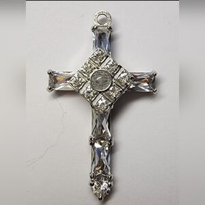 Lord's prayer cross pendant with Austrian crystal